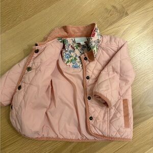 Little English Quilted Jacket (pink with corduroy trim)